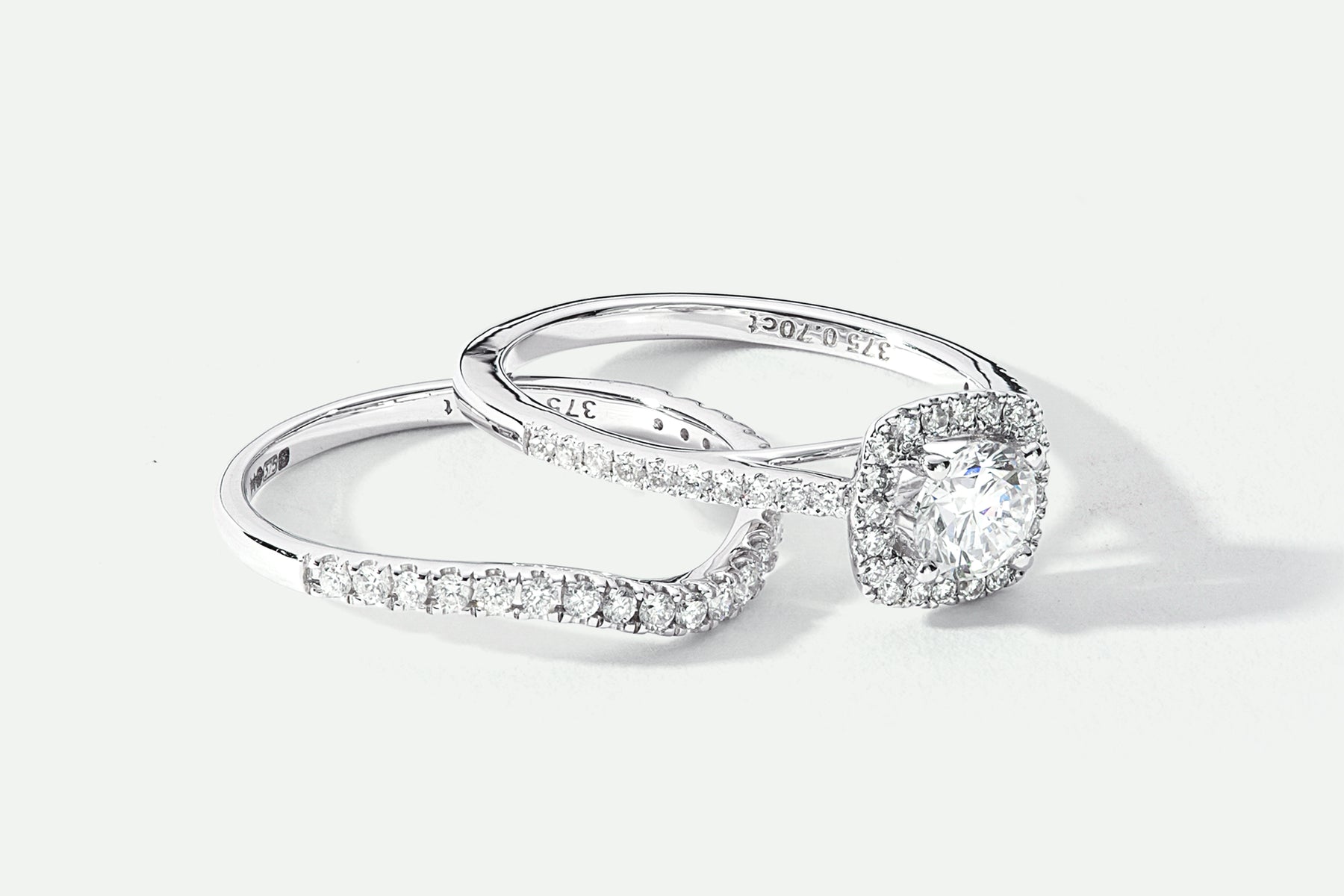 Lab Created Diamond Engagement Ring and matching Wedding Band