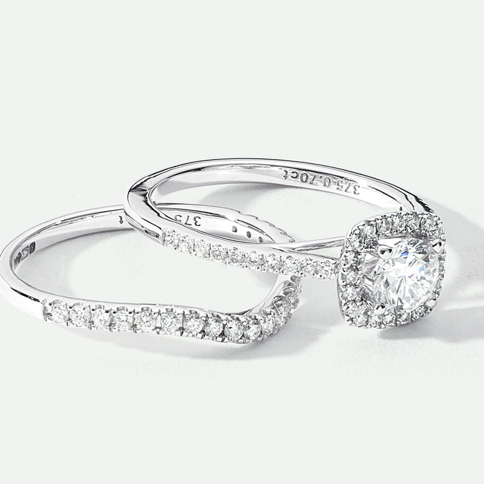 Lab Created Diamond Engagement Ring and matching Wedding Band