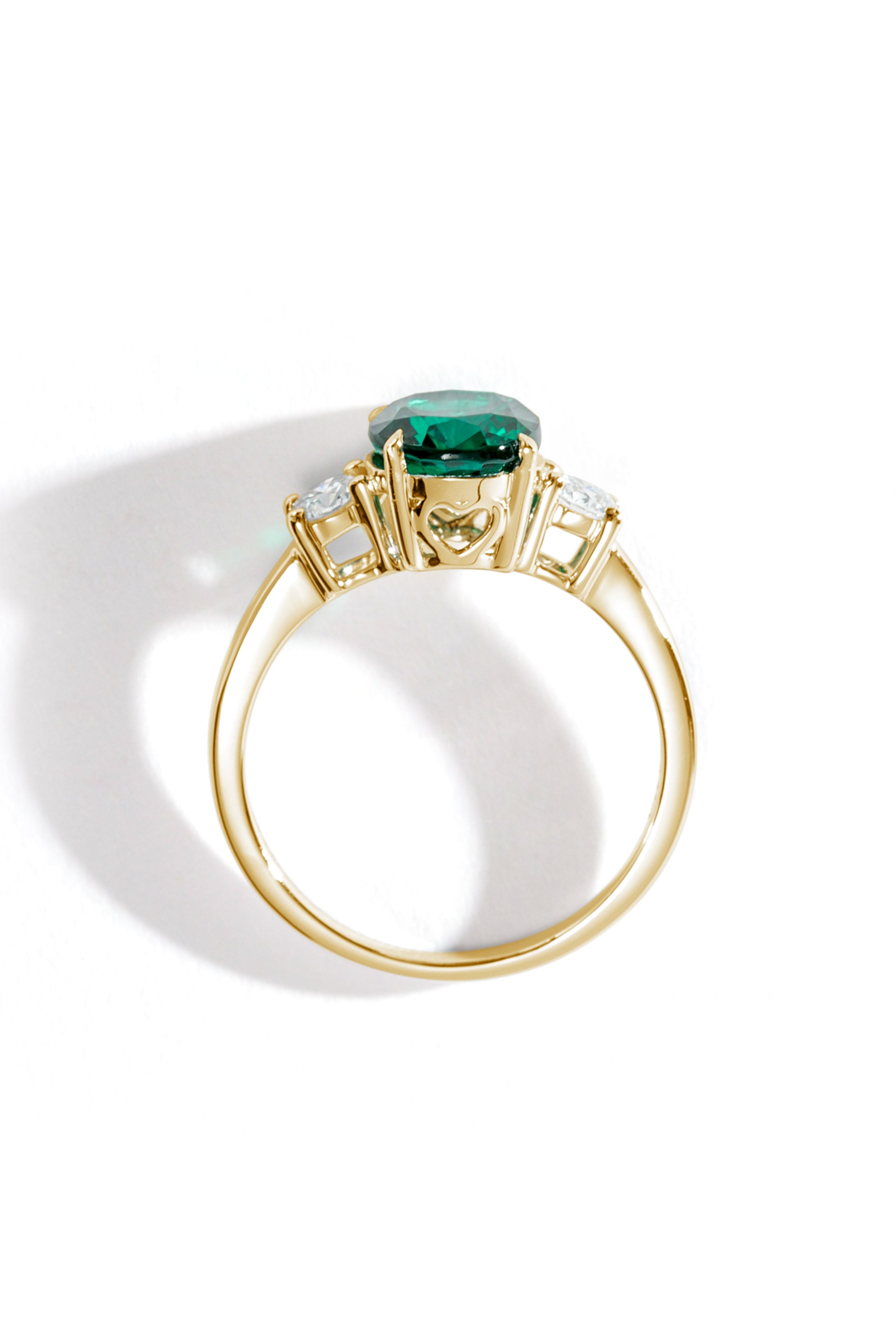Ellison | 9ct Yellow Gold 0.33ct Lab Grown Diamond and 9*7mm Created Emerald Ring
