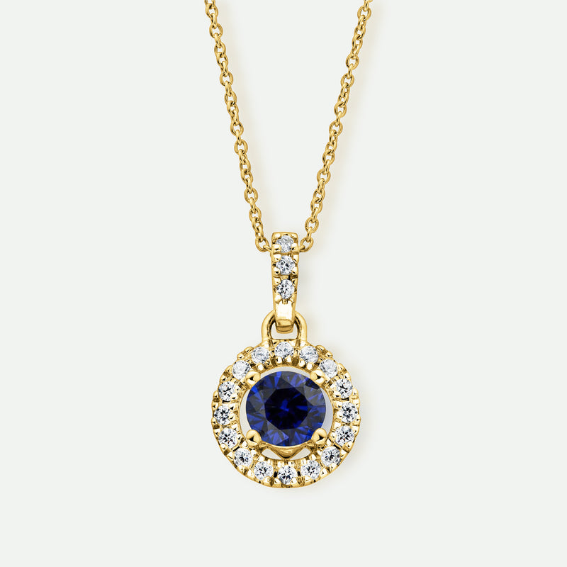 Ana | 9ct Yellow Gold Lab Grown Diamond and Created Sapphire Necklace