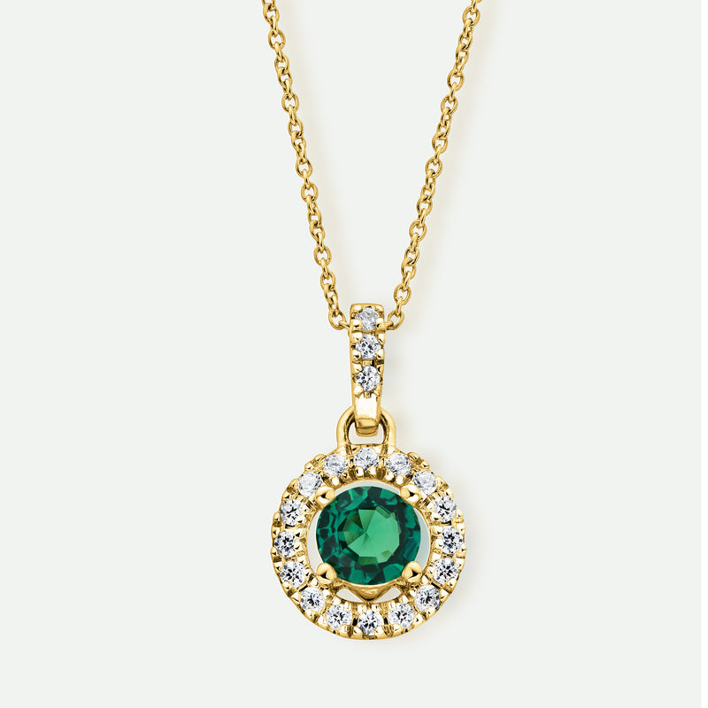 Ana | 9ct Yellow Gold Lab Grown Diamond and Created Emerald Necklace