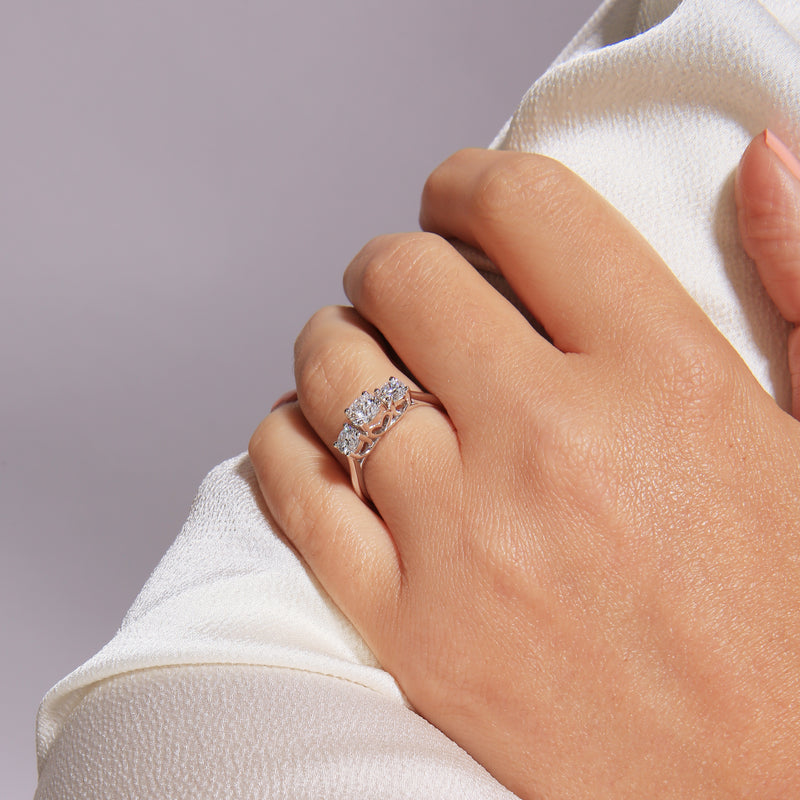 Audrey | 9ct White Gold 1ct tw Lab Grown Diamond Three Stone Ring