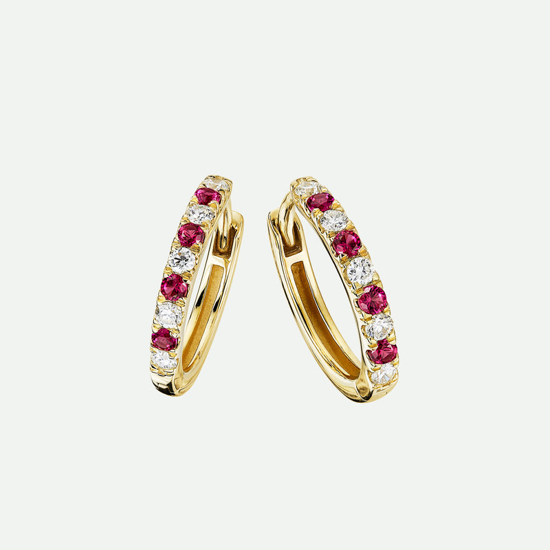 Julia | 9ct Yellow Gold 0.18ct tw Lab Grown Diamond and Created Ruby Earrings
