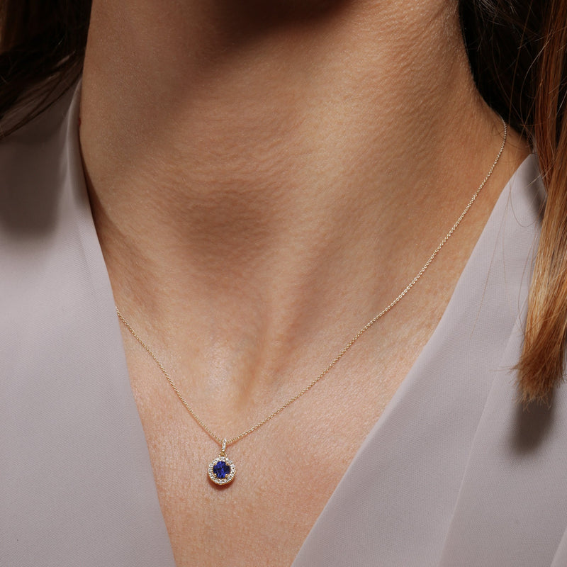 Ana | 9ct Yellow Gold Lab Grown Diamond and Created Sapphire Necklace