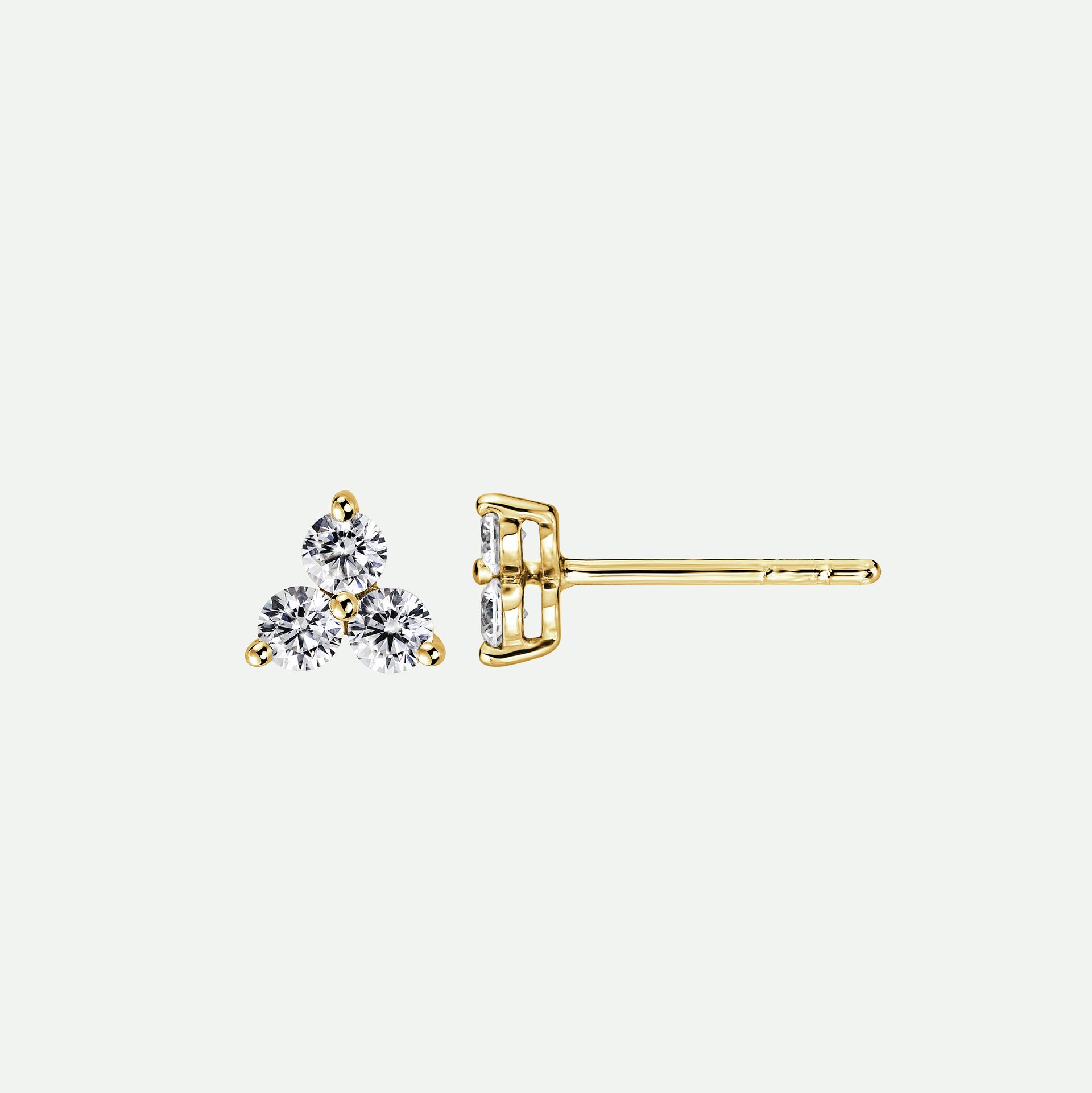 Nina | 9ct Yellow Gold 0.35ct tw Lab Grown Diamond Three Stone Stud Earrings