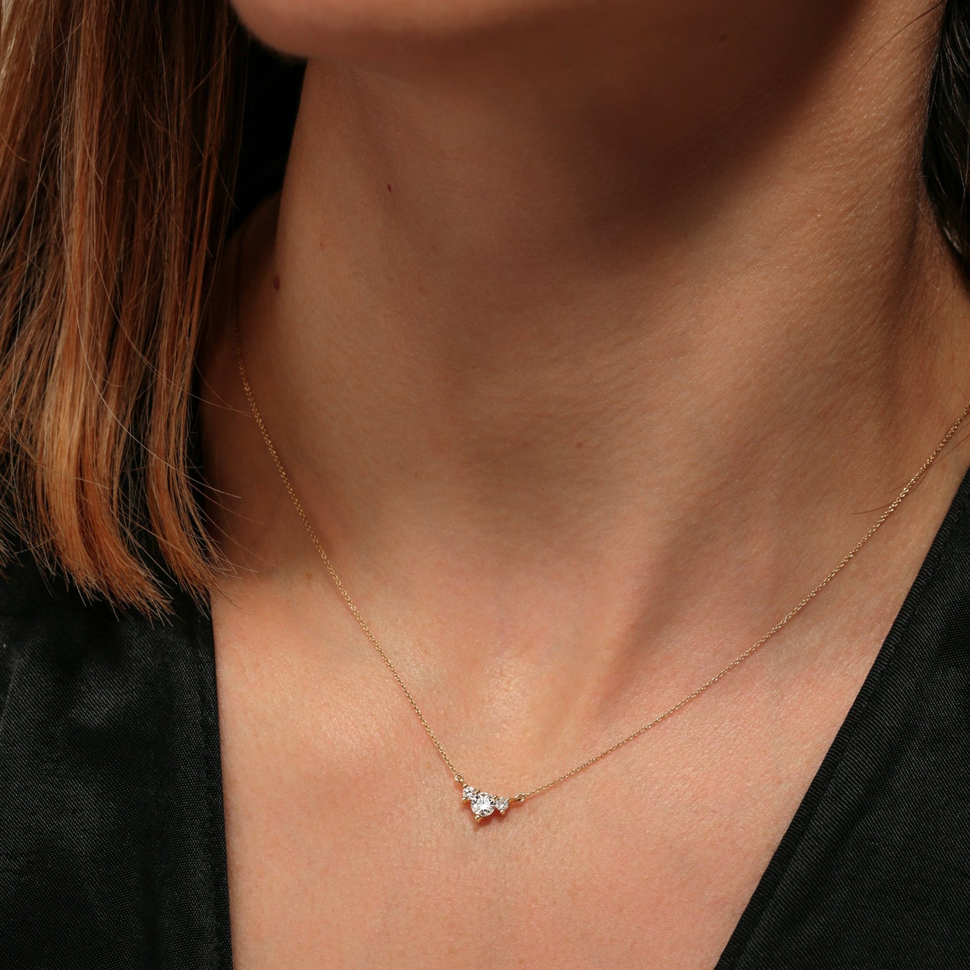 Isla | 9ct Yellow Gold 0.33ct tw Lab Grown Diamond Three Stone Necklace