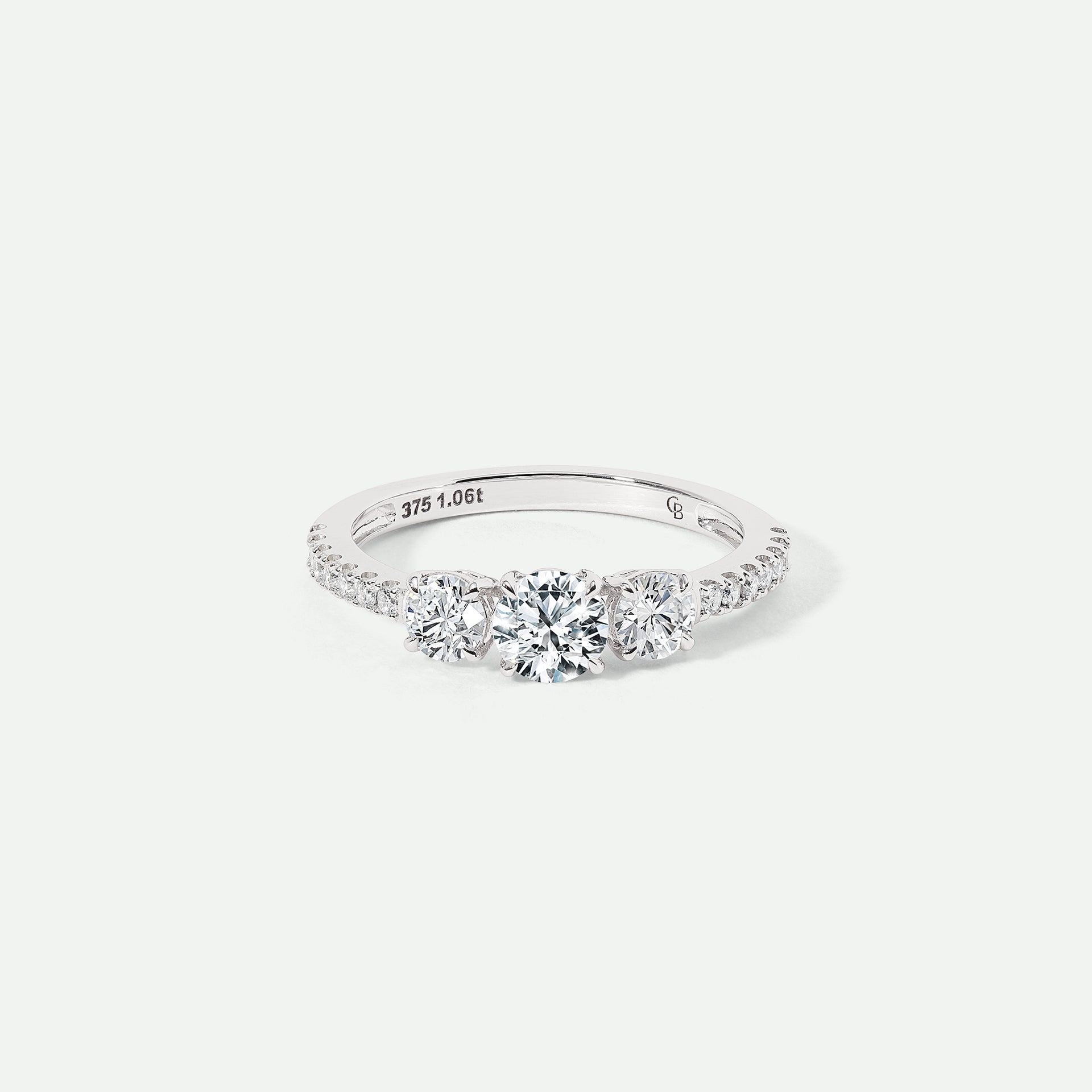 Ella | 9ct White Gold 1.06ct tw Lab Grown Diamond Three Stone Ring