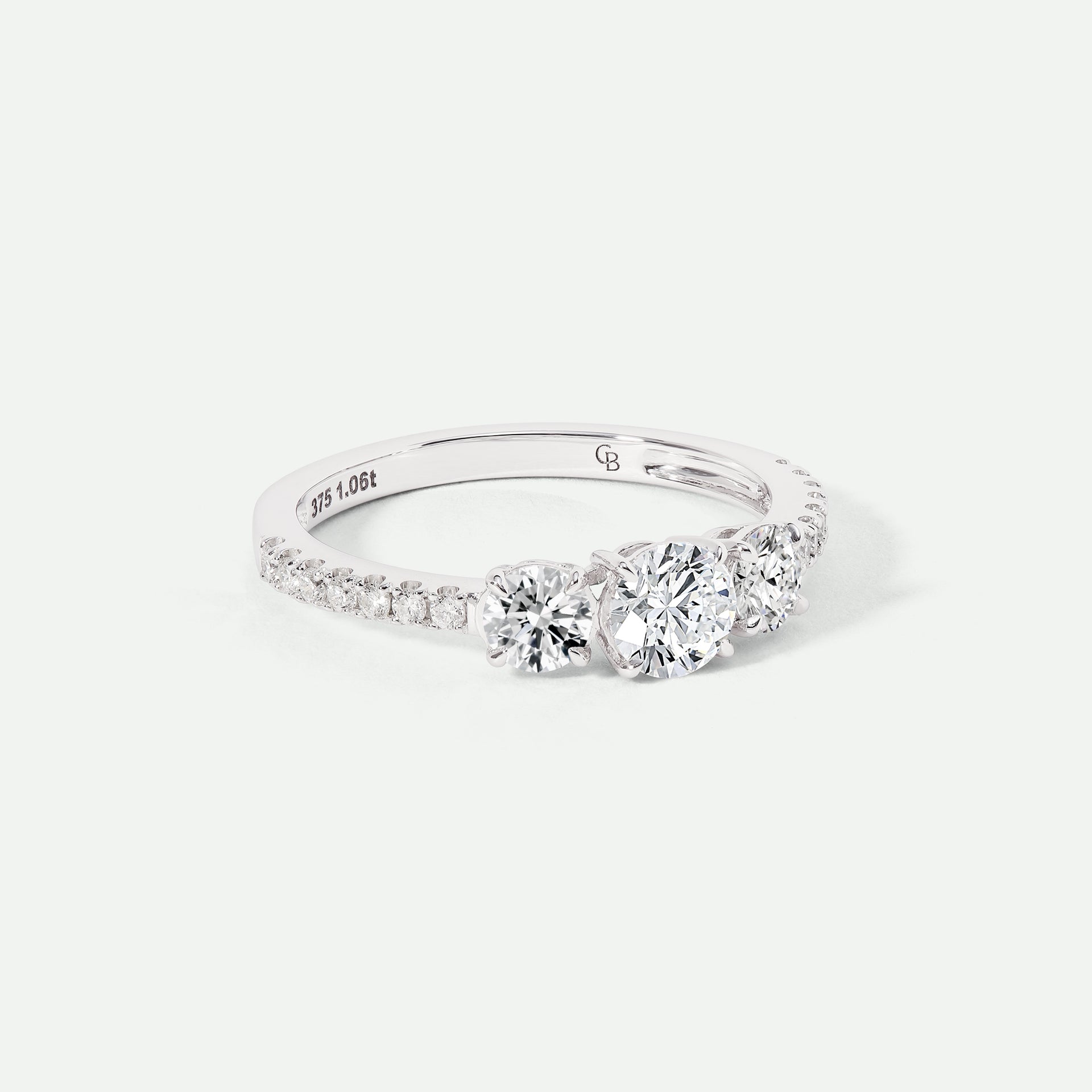 Ella | 9ct White Gold 1.06ct tw Lab Grown Diamond Three Stone Ring