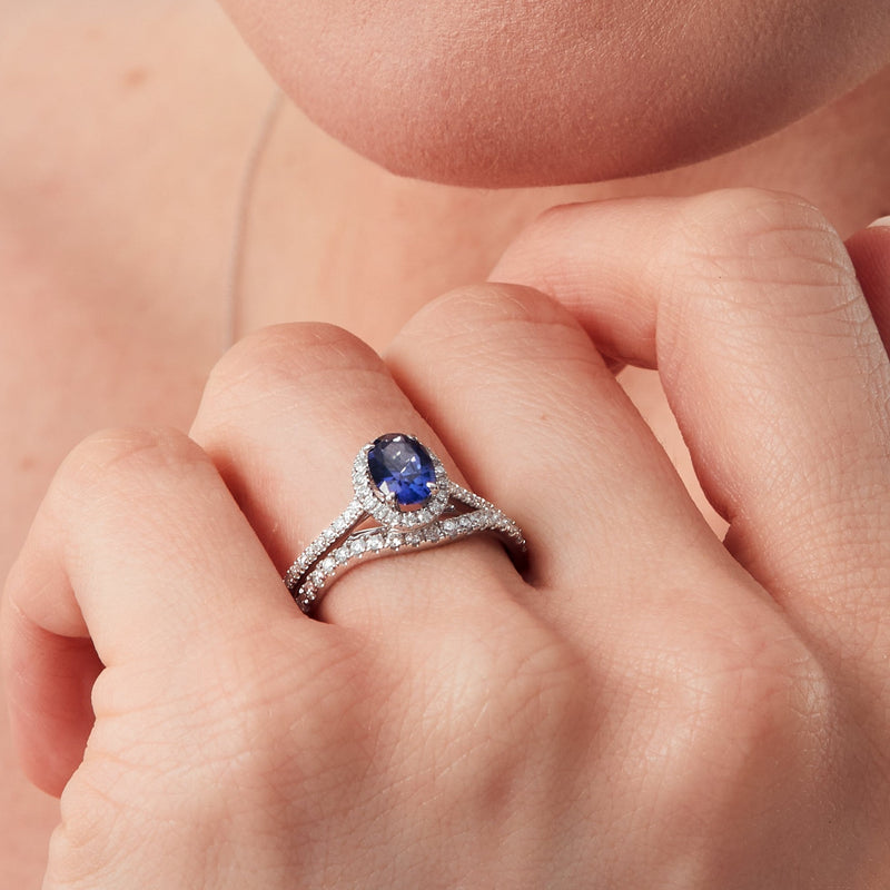 Rosalind and Layla | 9ct White Gold | 0.40ct (tw) Lab Grown Diamond and Created Sapphire Bridal Set