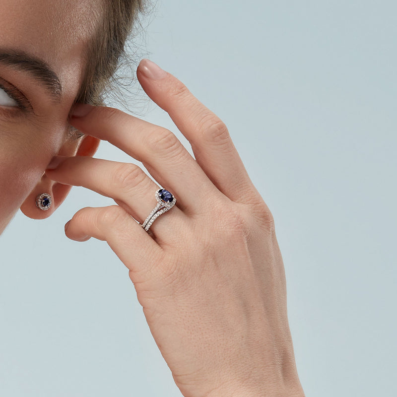 Rosalind and Layla | 9ct White Gold | 0.40ct (tw) Lab Grown Diamond and Created Sapphire Bridal Set