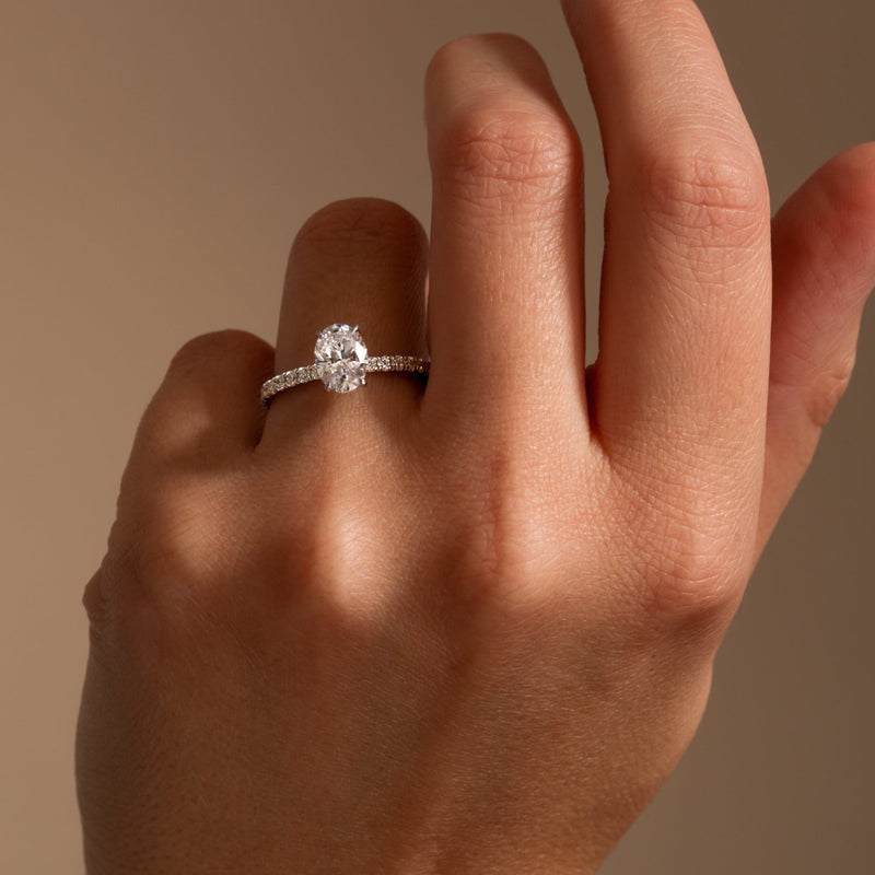 Naomi | 18ct White Gold 1ct tw Oval Cut Hidden Halo Lab Grown Diamond Ring