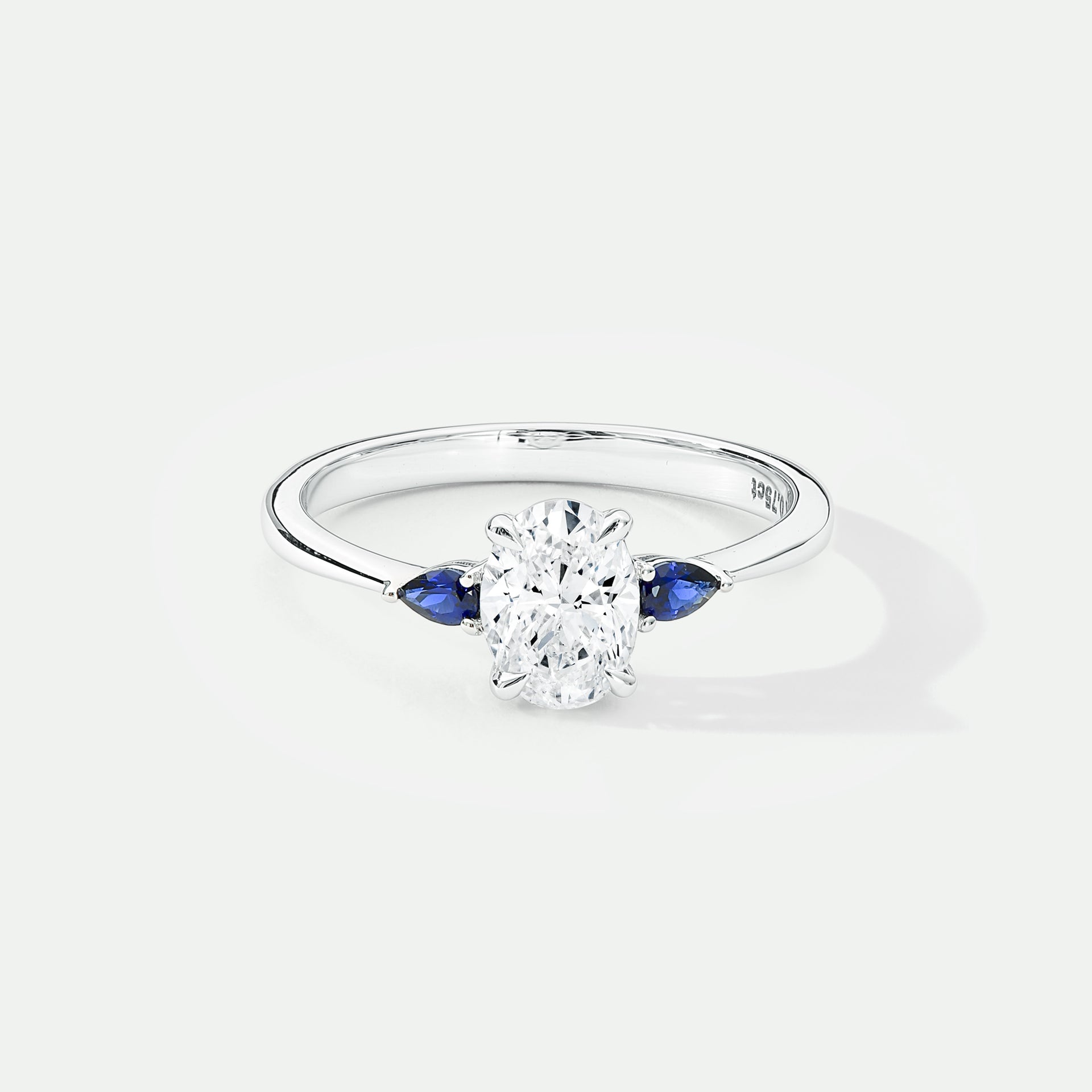 Rebecca | 9ct White Gold 0.75ct tw Oval Lab Grown Diamond and Created Sapphire Ring