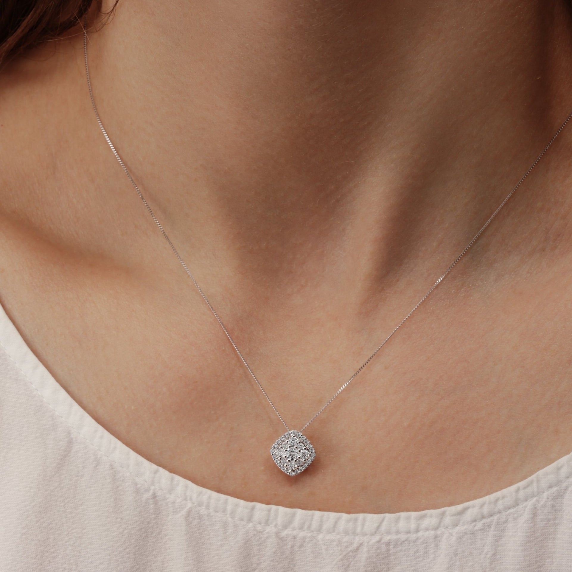 Marie | 9ct White Gold 0.50ct tw Lab Grown Diamond Cluster Pendant
