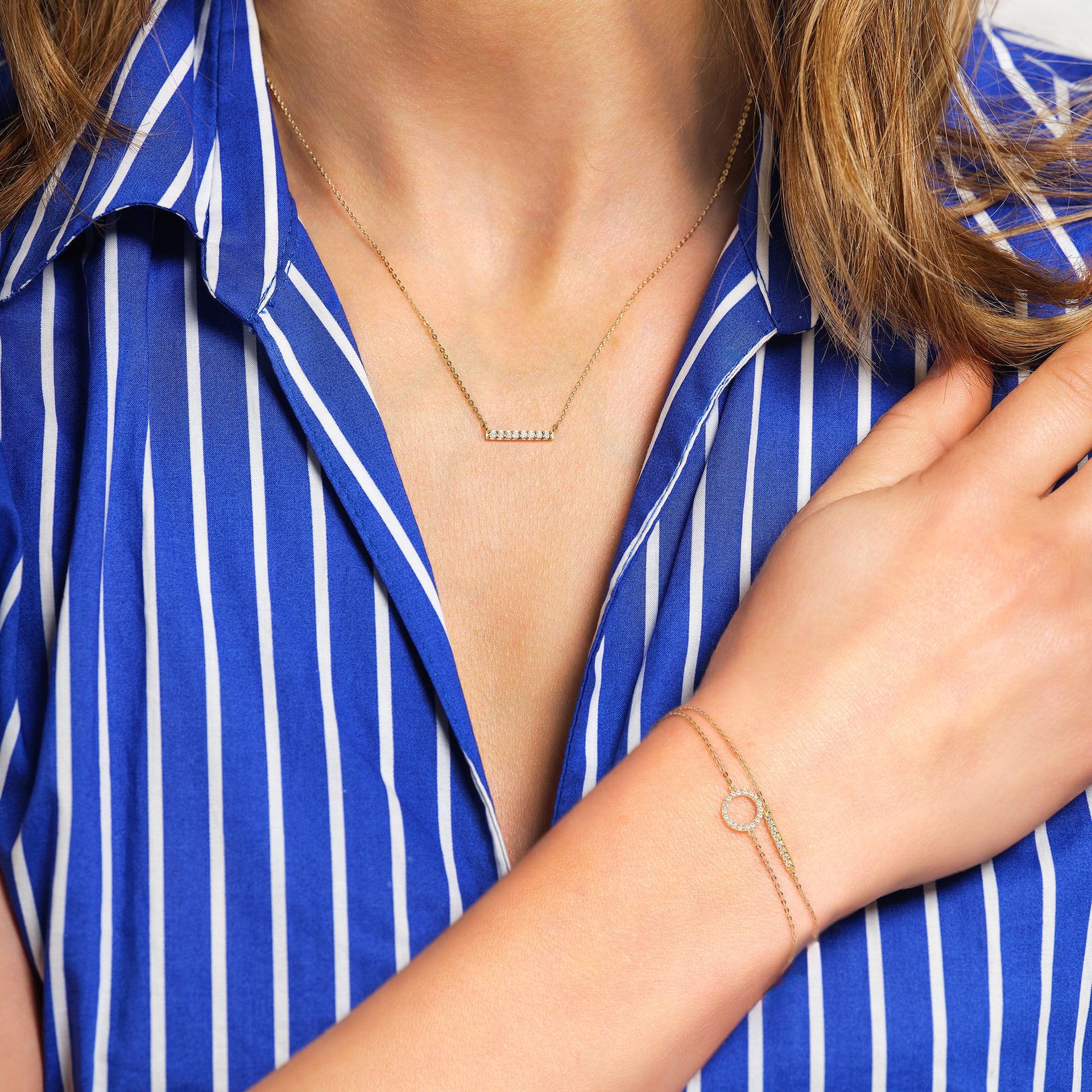 9ct Gold Lab Grown Diamond Bar Necklace