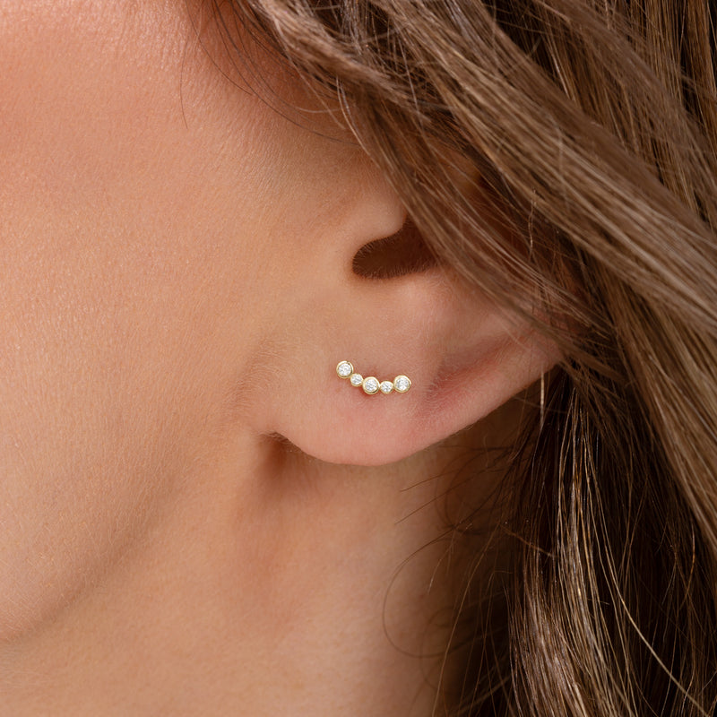 9ct Gold Lab Grown Diamond Bubble Row Stud Earrings