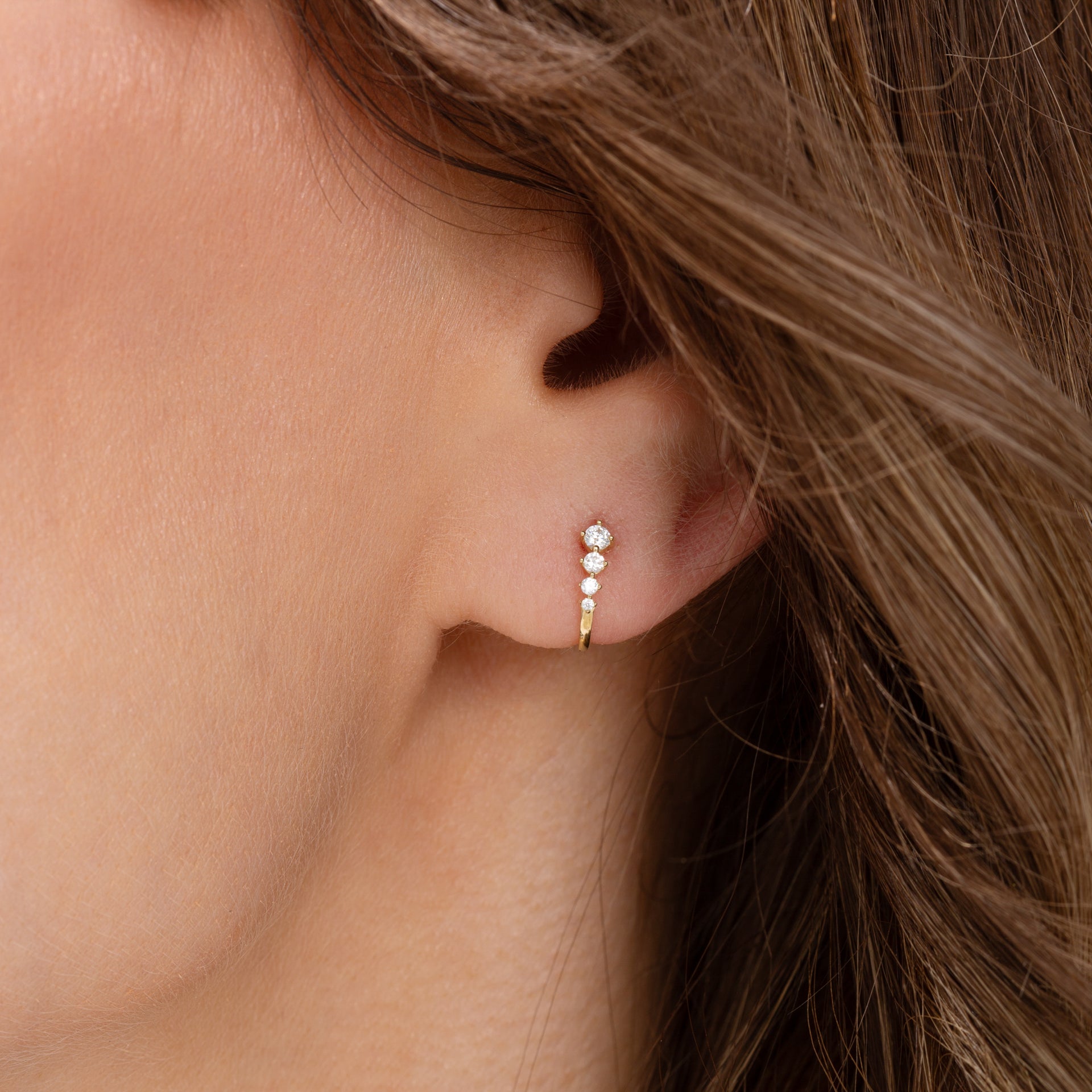 9ct Yellow Gold Lab Grown Diamond J Trio Stud Earrings