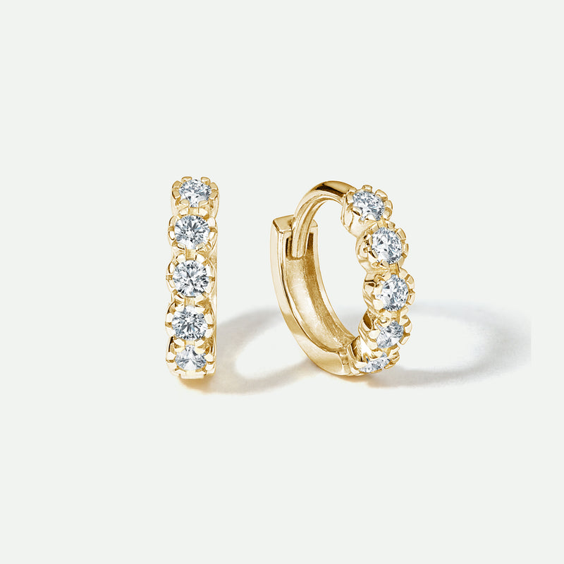 9ct Gold Lab Grown Diamond Milgrain Huggie Hoop Earrings
