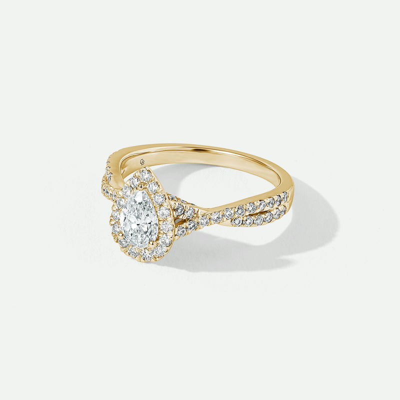 Alice | 9ct Yellow Gold 1ct tw Lab Grown Diamond Pear Halo Engagement Ring