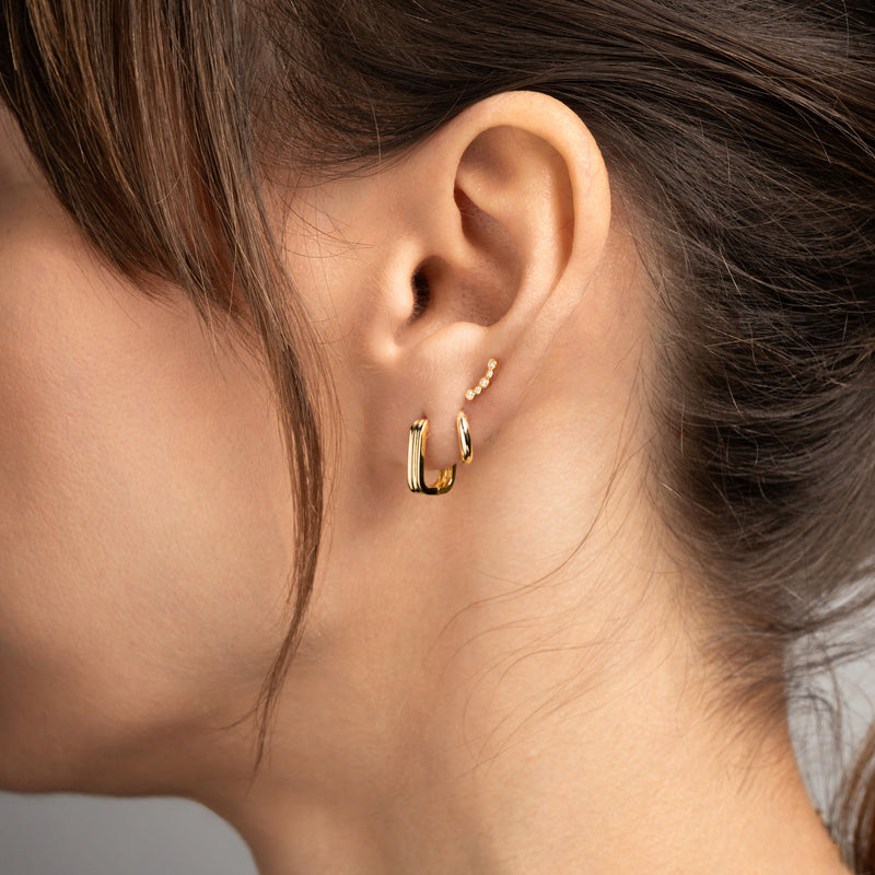 9ct Gold Ridge Huggie Hoop Earrings