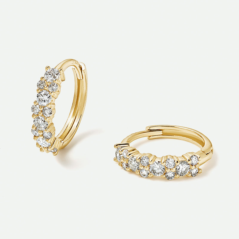 9ct Gold 0.42ct tw Lab Grown Diamond Cluster Huggie Hoop Earrings
