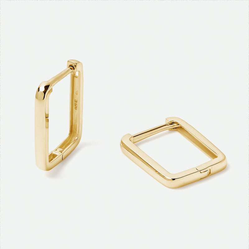 9ct Gold Rectangular Huggie Hoop Earrings