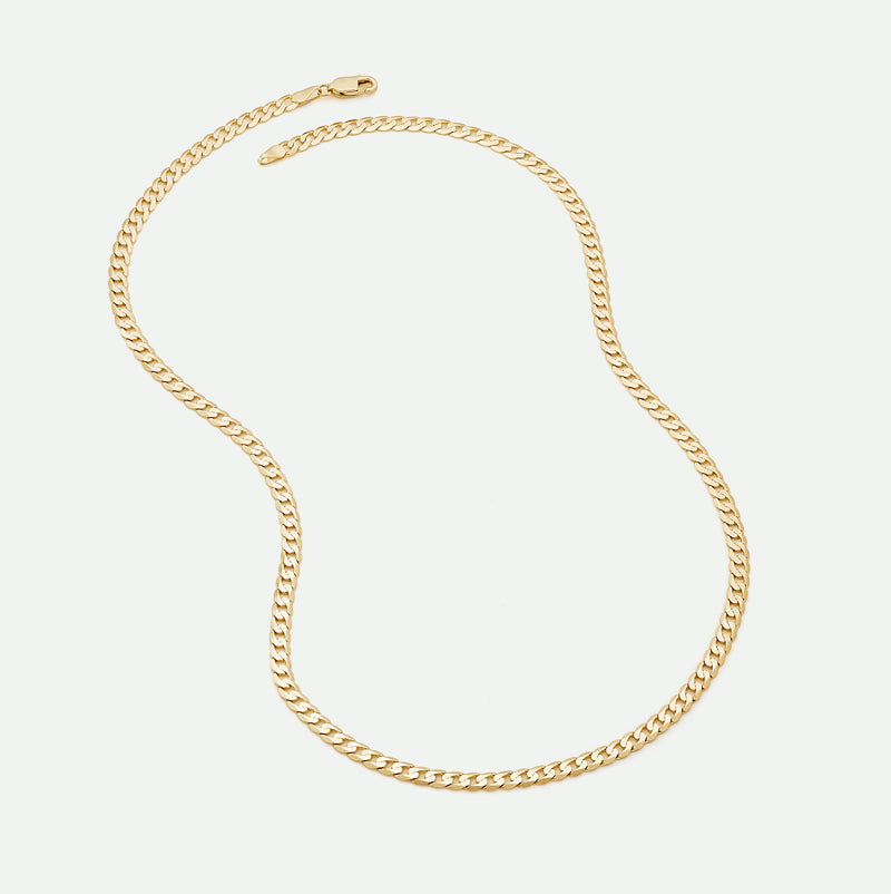 9ct Yellow Gold Solid Curb Chain Necklace (3.75mm) 18 inch