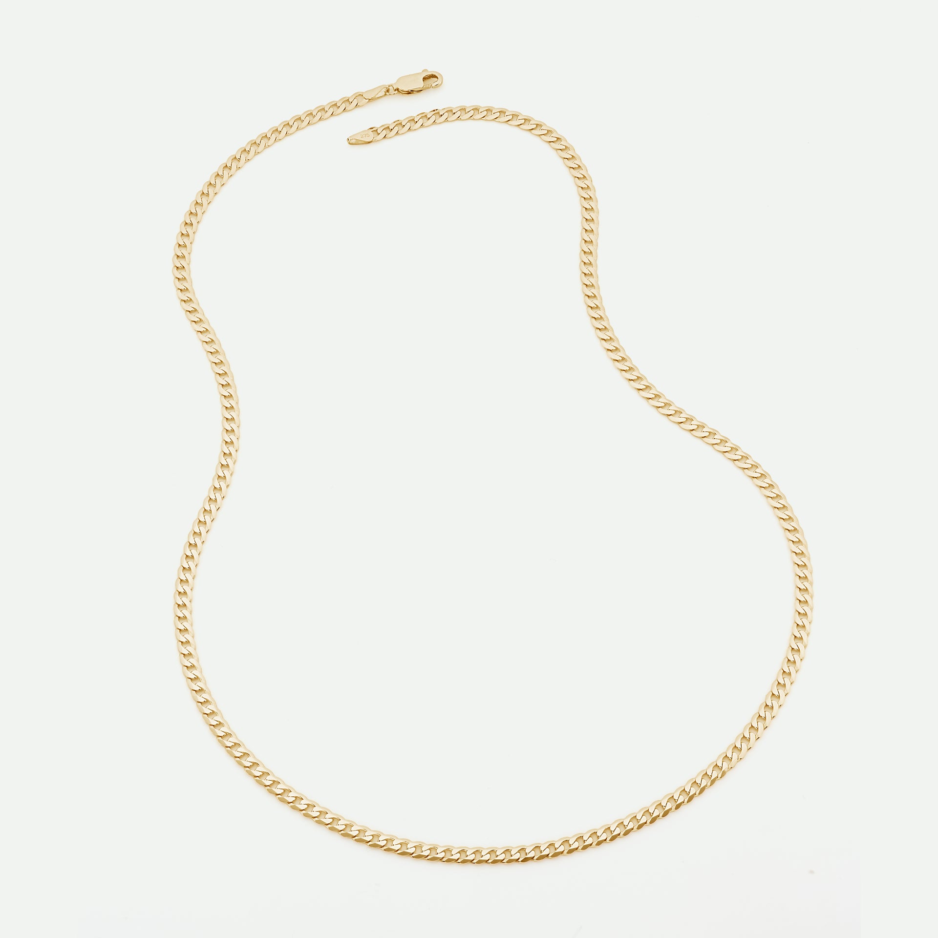 9ct Yellow Gold Solid Curb Chain Necklace (4mm) 22 inch