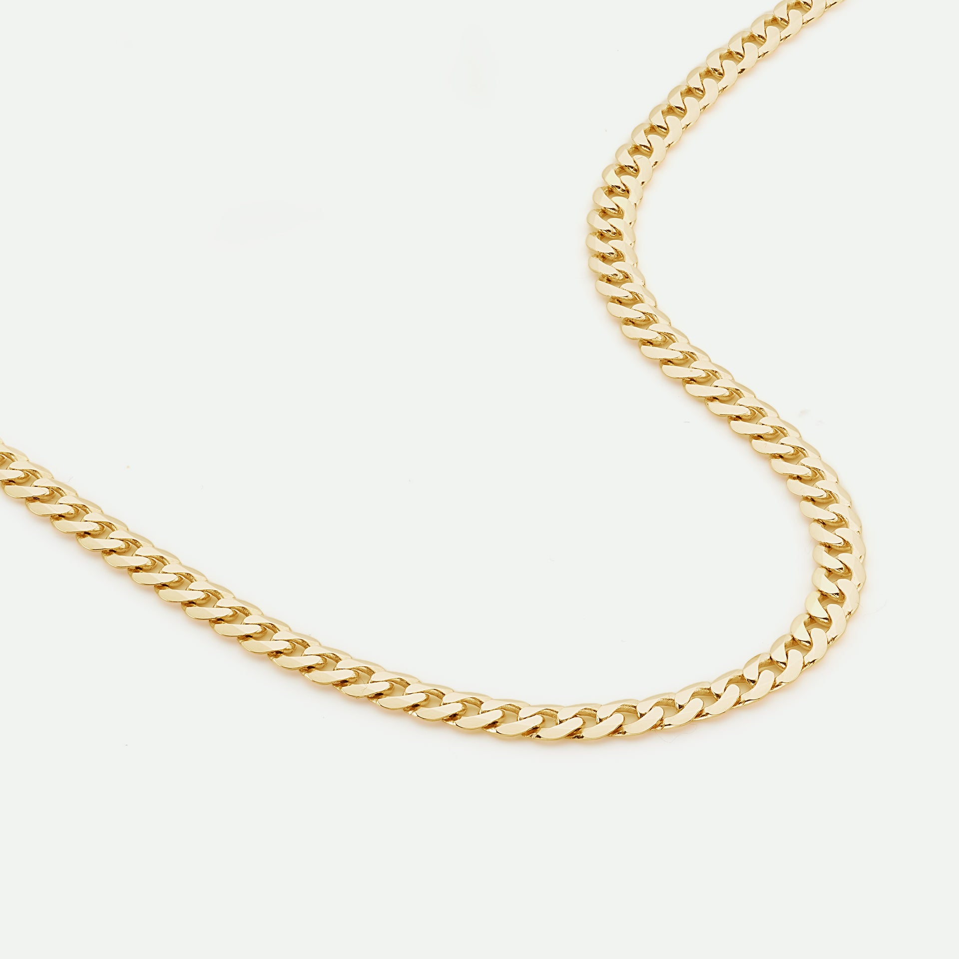 9ct Yellow Gold Solid Curb Chain Necklace (4mm) 22 inch