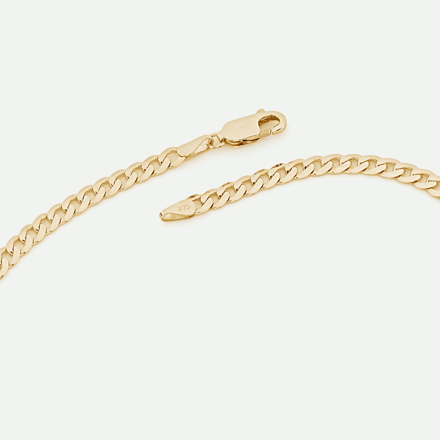 9ct Yellow Gold Solid Curb Chain Necklace (4mm) 22 inch