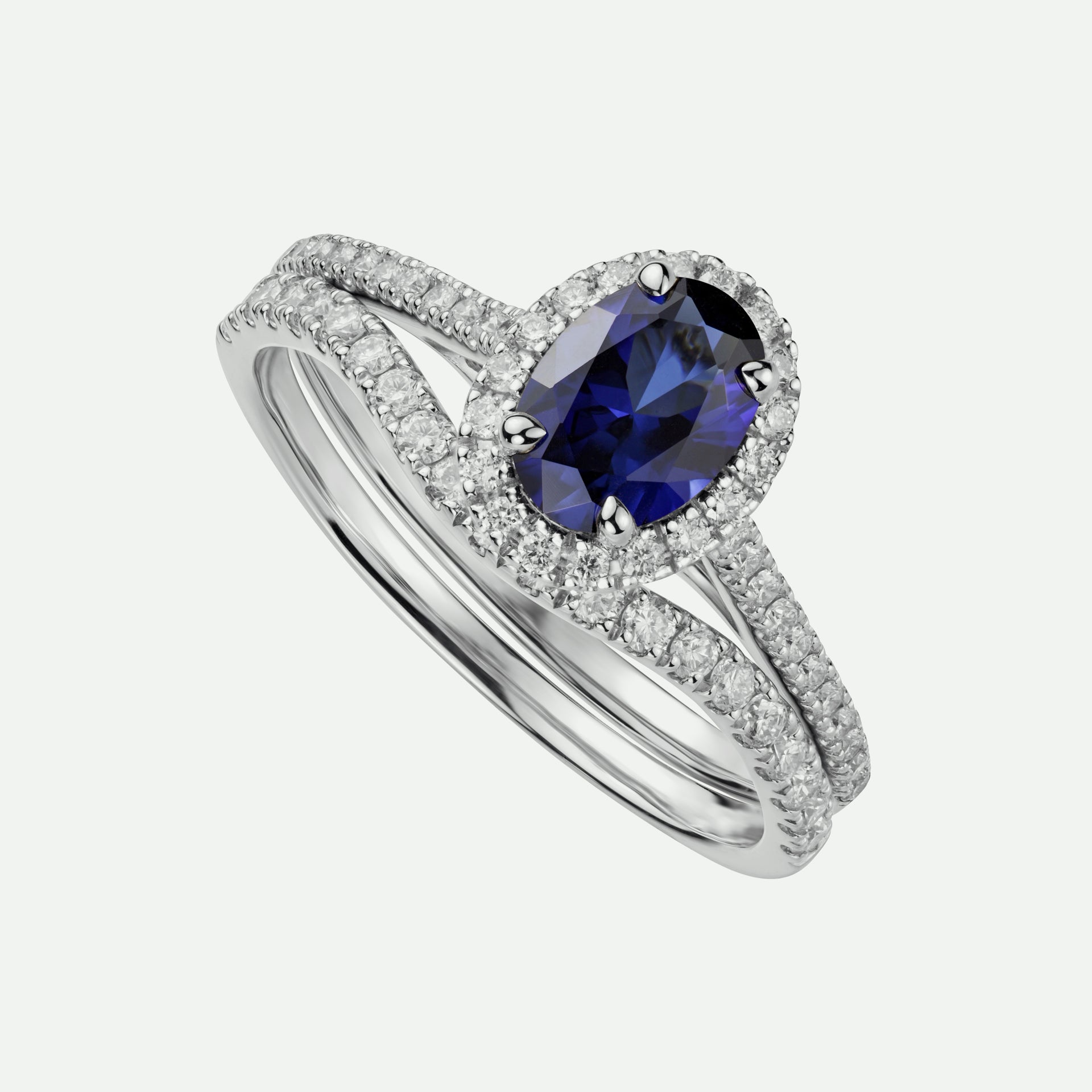 Rosalind and Layla | 9ct White Gold | 0.40ct (tw) Lab Grown Diamond and Created Sapphire Bridal Set