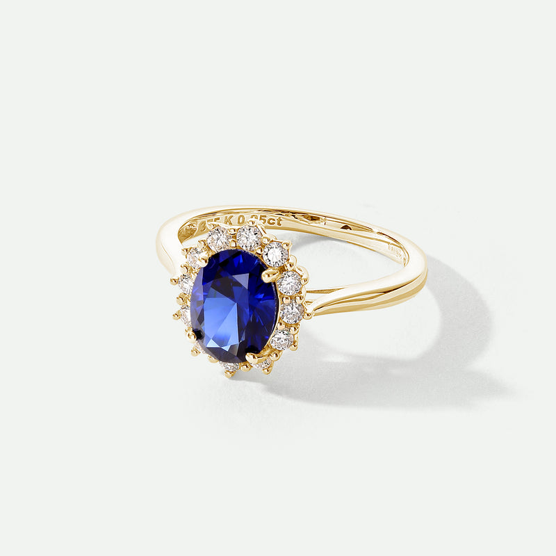 Cate | 9ct Yellow Gold 0.25ct tw Lab Grown Diamond and Created Sapphire Ring