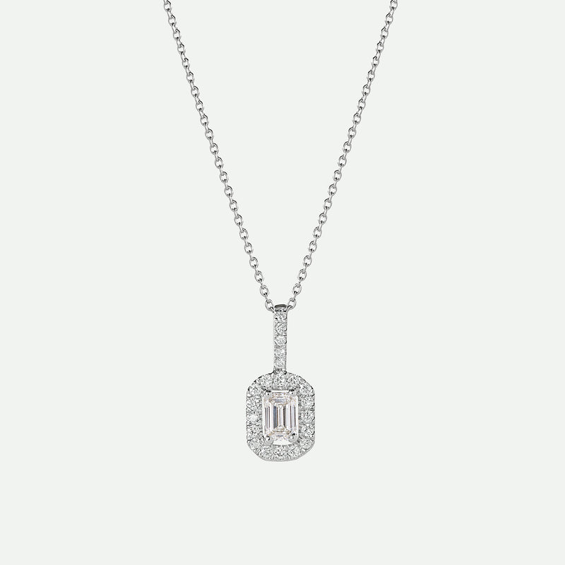 Cielo | 9ct White Gold 0.50ct tw Lab Grown Diamond Halo Necklace 18 Inches