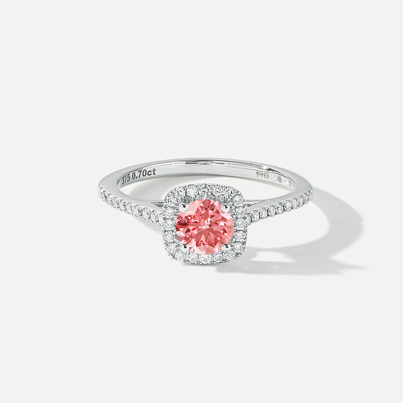 Cynthia | 18ct White Gold 0.70ct tw Lab Grown Pink Diamond Halo Ring