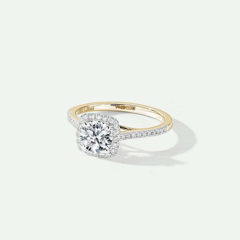 Cynthia | 18ct Yellow Gold 1.20ct tw Lab Grown Diamond Halo Ring