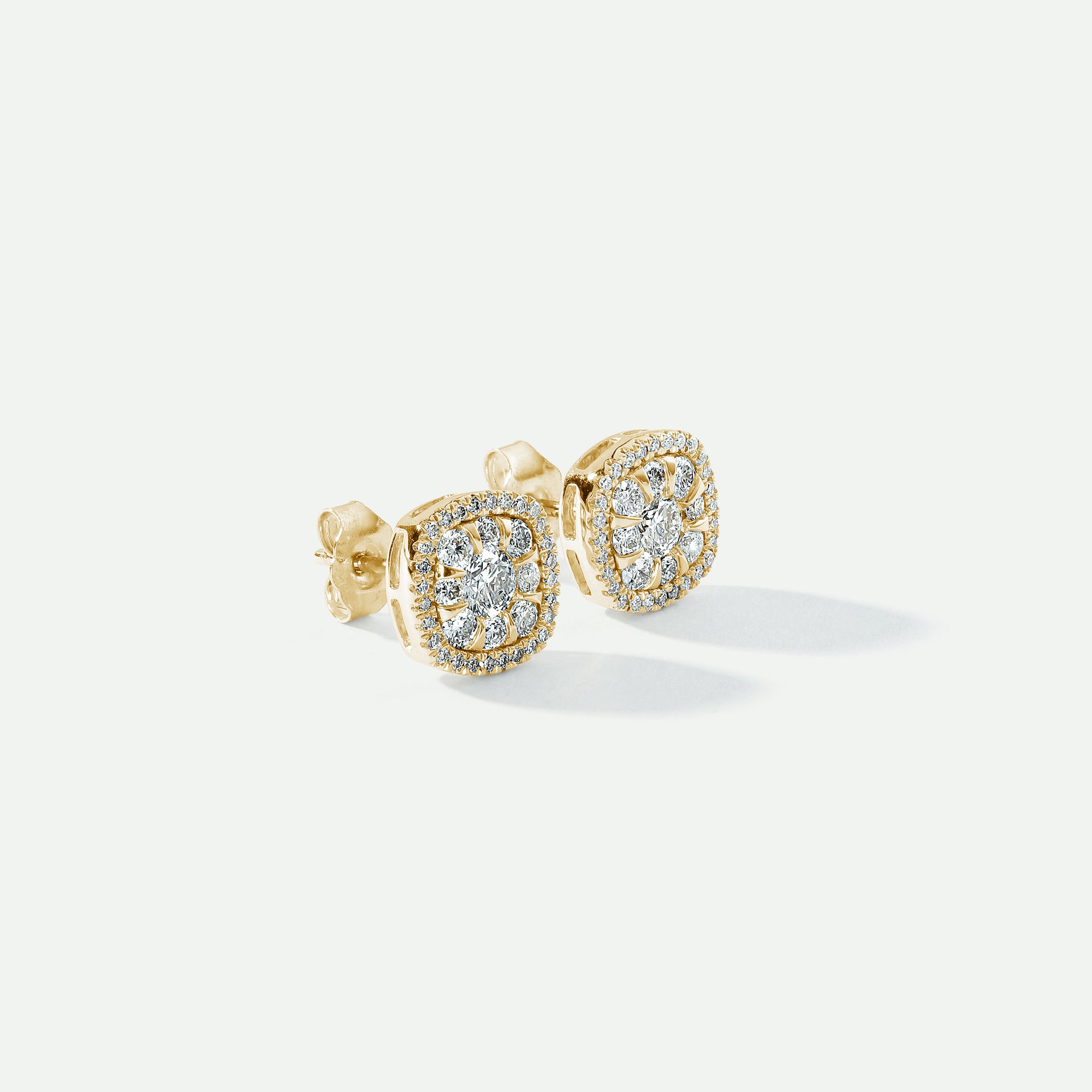 Doris | 9ct Yellow Gold 0.89ct tw Lab Grown Diamond Cluster Stud Earrings