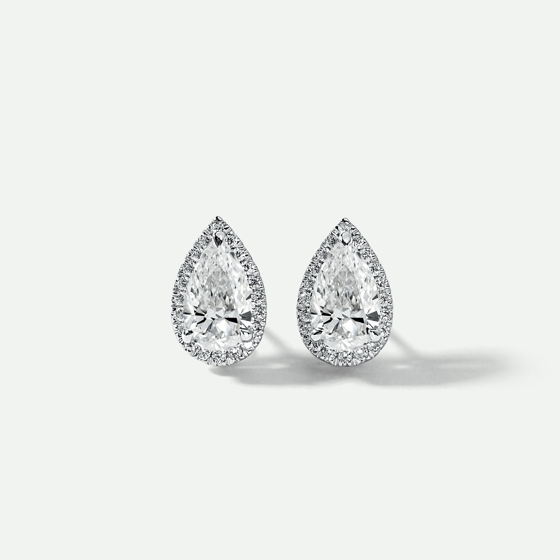 Shay | 18ct White Gold 2.25ct tw Lab Grown Diamond Pear Halo Stud Earrings