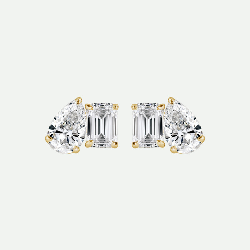 Elise Earring | 9ct Yellow Gold 0.80ct tw Lab Grown Diamond Toi Et Moi Stud Earrings