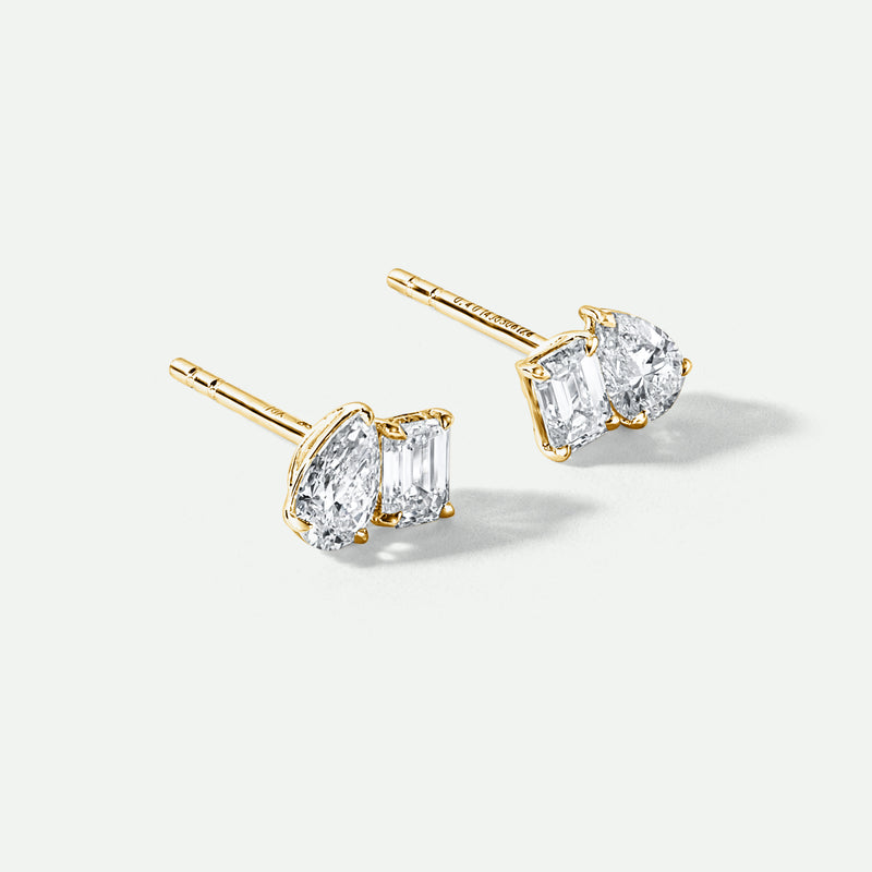 Elise Earring | 9ct Yellow Gold 0.80ct tw Lab Grown Diamond Toi Et Moi Stud Earrings