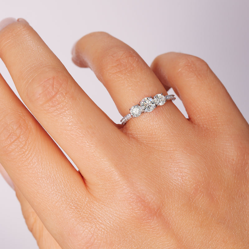 Ella | 9ct White Gold 1.06ct tw Lab Grown Diamond Three Stone Ring