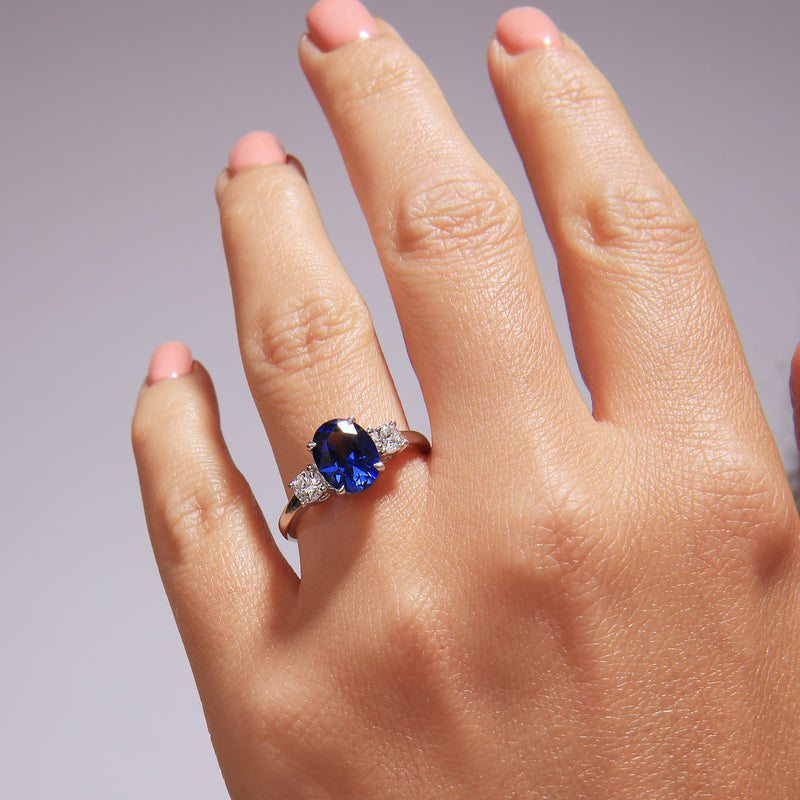 Ellison | 9ct White Gold 0.33ct tw Lab Grown Diamond and Created Sapphire Ring