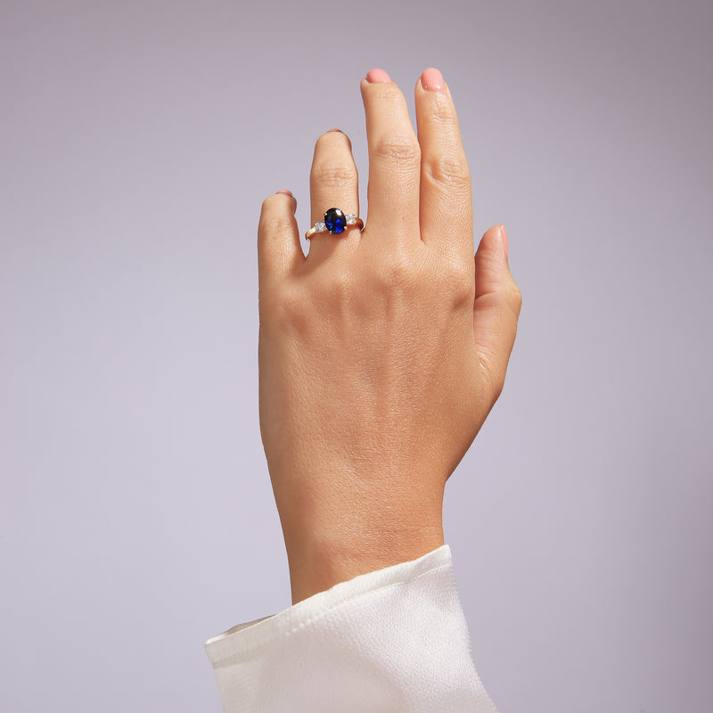 Ellison | 9ct Yellow Gold 0.33ct tw Lab Grown Diamond and Created Sapphire Ring