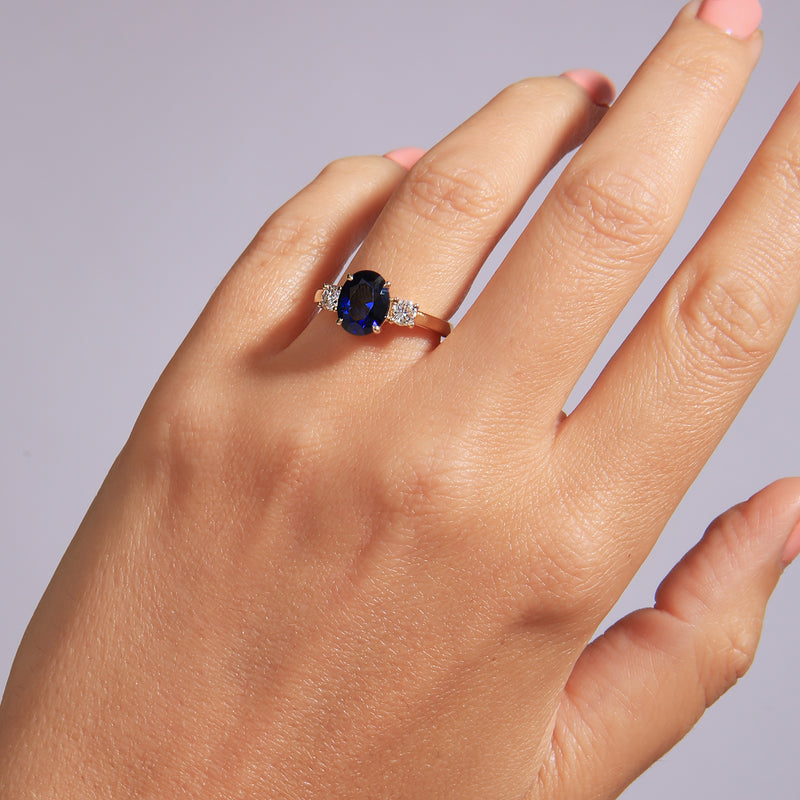 Ellison | 9ct Yellow Gold 0.33ct tw Lab Grown Diamond and Created Sapphire Ring