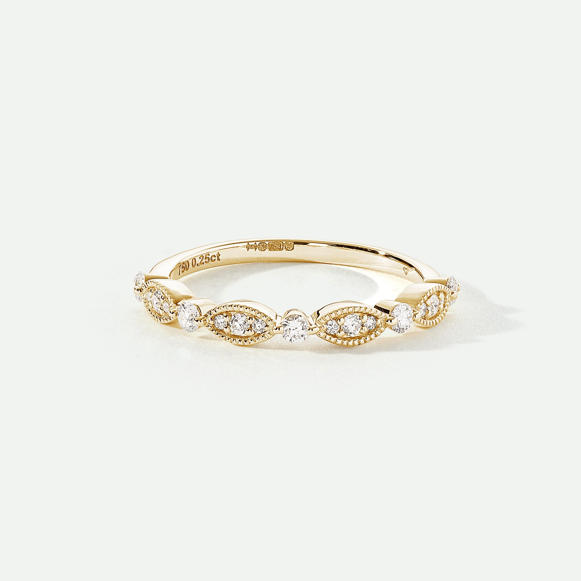 Florence | 18ct Yellow Gold 0.25ct tw Lab Grown Diamond Milgrain Vintage Band Ring