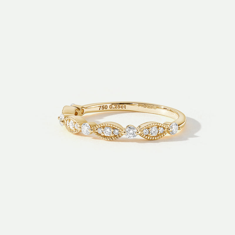 Florence | 18ct Yellow Gold 0.25ct tw Lab Grown Diamond Milgrain Vintage Band Ring