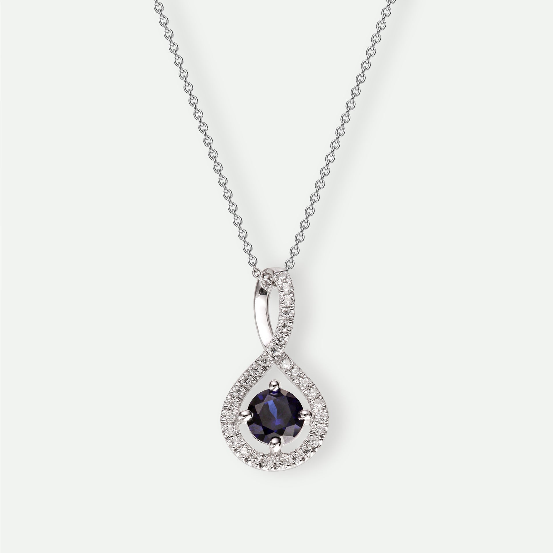 Kirsty | 9ct White Gold Created Sapphire and Lab Grown Diamond Necklace