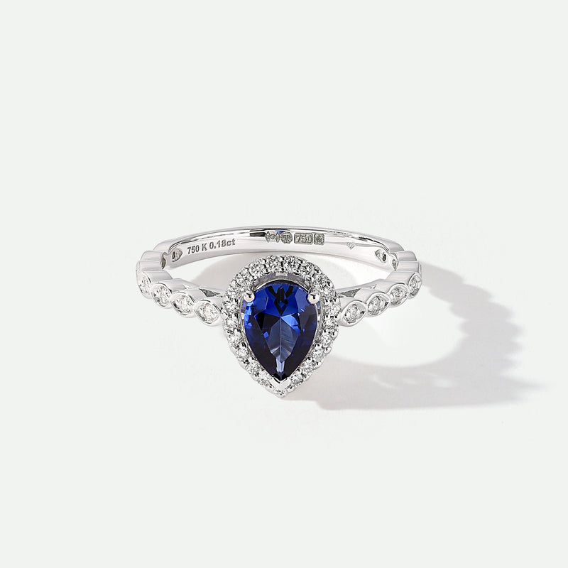 Lyra | 18ct White Gold 0.12ct tw Lab Grown Diamond and Created Sapphire Vintage Ring