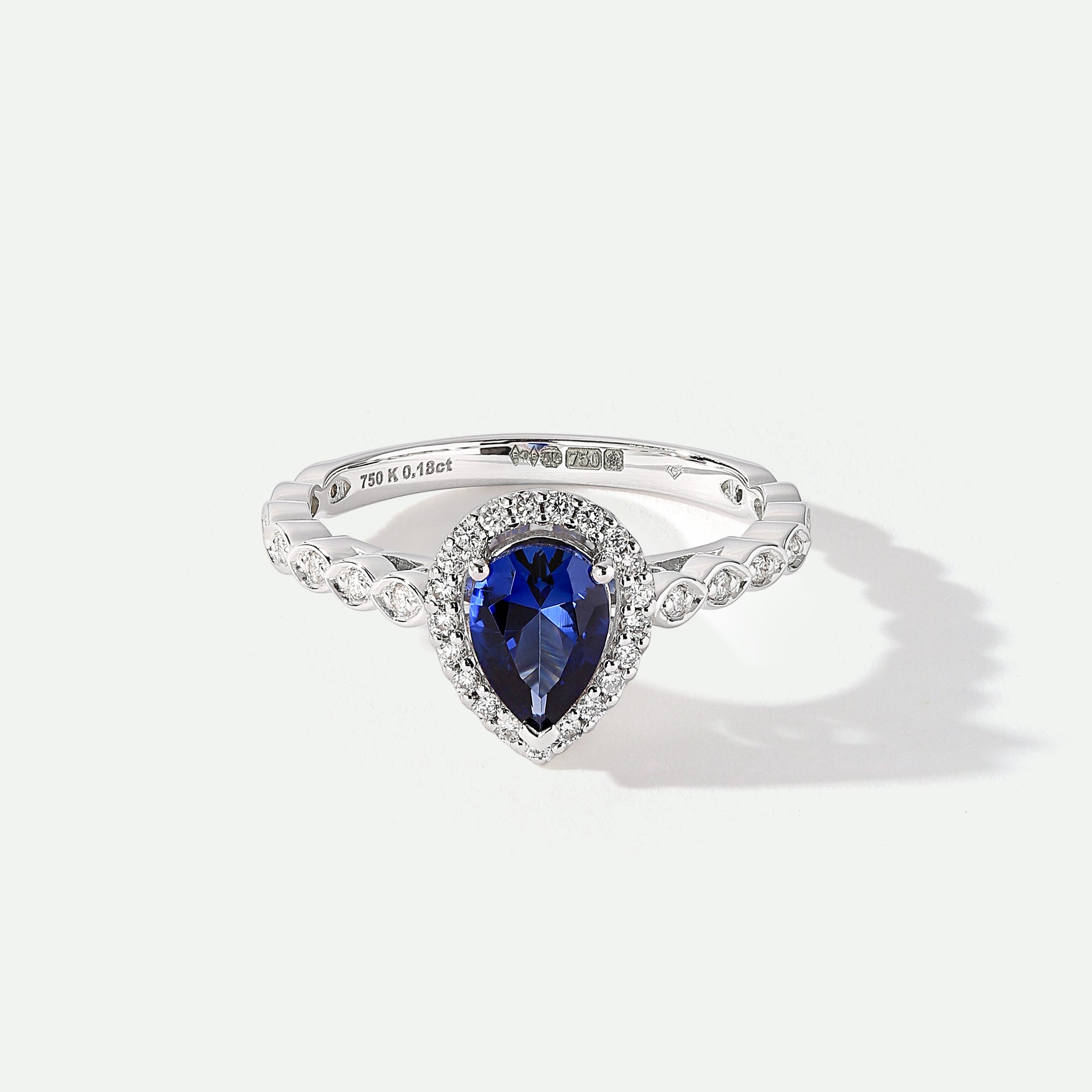 Lyra | 18ct White Gold 0.12ct tw Lab Grown Diamond and Created Sapphire Vintage Ring
