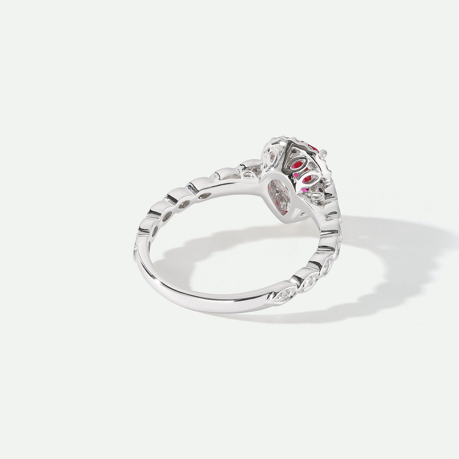 Lyra | 18ct White Gold 0.12ct tw Lab Grown Diamond and Created Ruby Vintage Ring