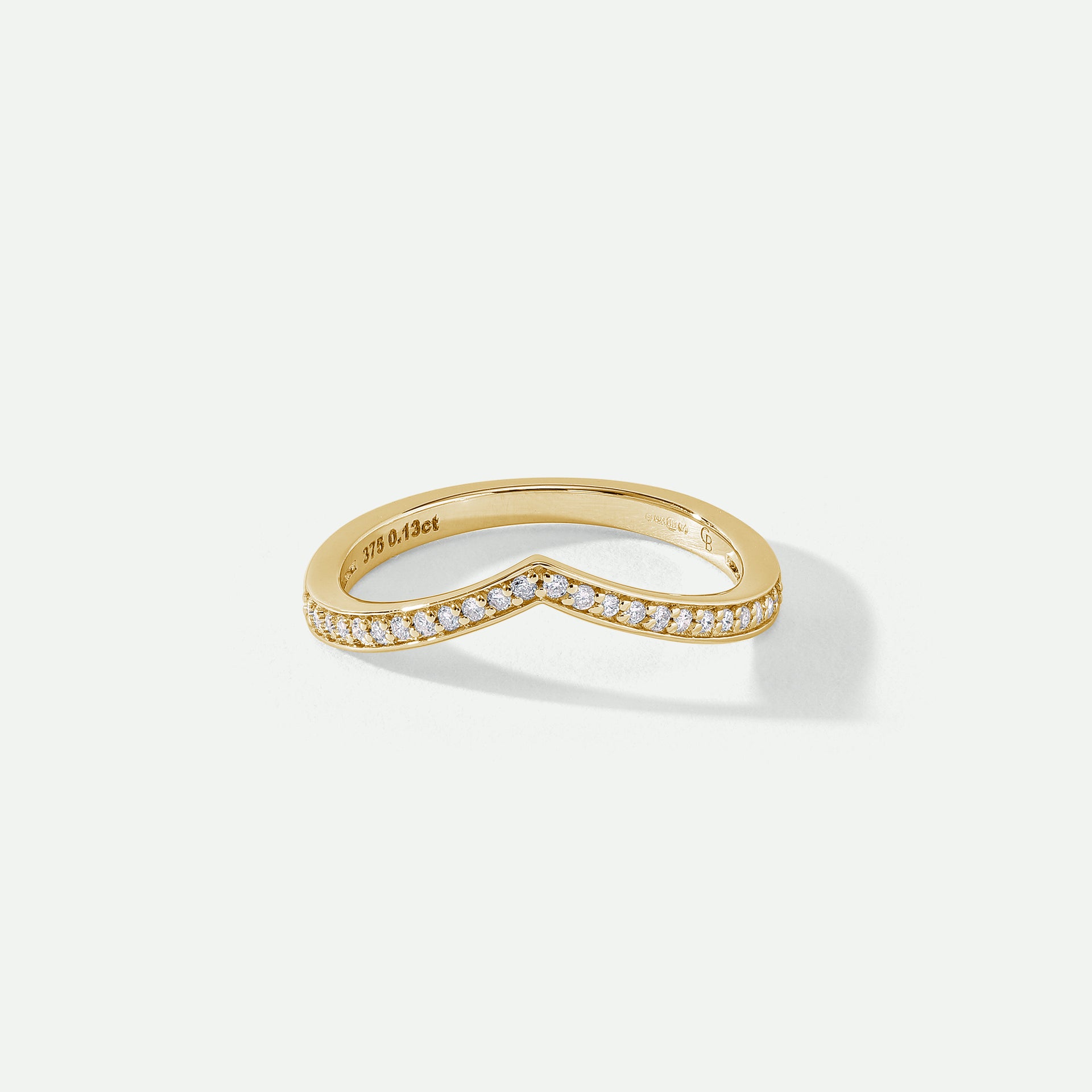 Mayu | 9ct Yellow Gold 0.12ct tw Lab Grown Diamond Wishbone Wedding Band