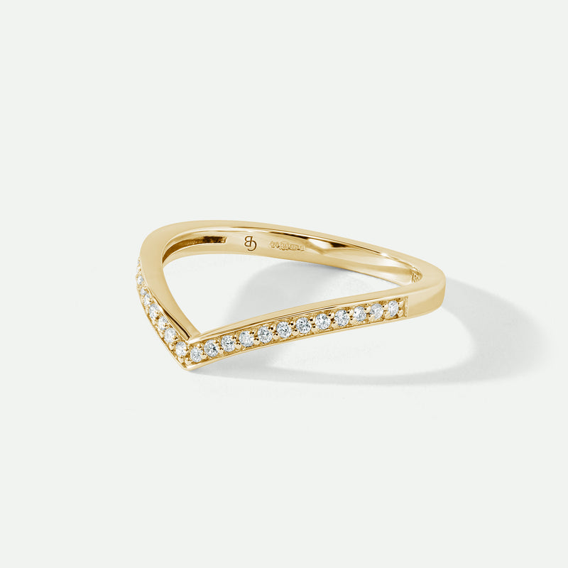 Mayu | 9ct Yellow Gold 0.12ct tw Lab Grown Diamond Wishbone Wedding Band
